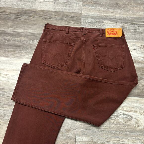 Levis 501 Rust Red Mens 38x29 Button Fly Retro Straight Leg Denim Jeans Red Tab - Picture 1 of 14